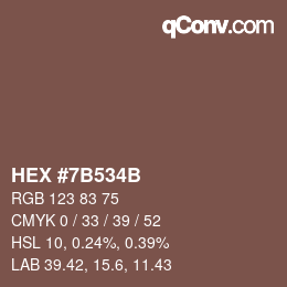Color code: HEX #7B534B | qconv.com