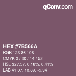 颜色代码: HEX #7B566A | qconv.com