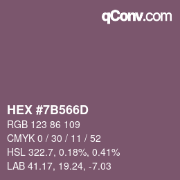 颜色代码: HEX #7B566D | qconv.com