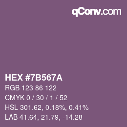 颜色代码: HEX #7B567A | qconv.com