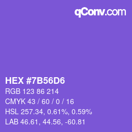 カラーコード: HEX #7B56D6 | qconv.com