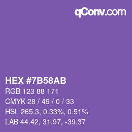 Color code: HEX #7B58AB | qconv.com