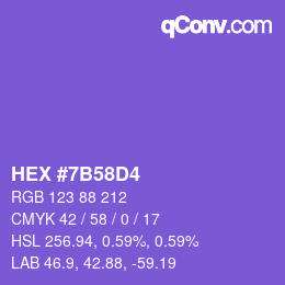 カラーコード: HEX #7B58D4 | qconv.com