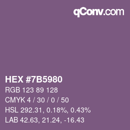 颜色代码: HEX #7B5980 | qconv.com