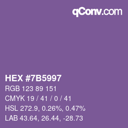 颜色代码: HEX #7B5997 | qconv.com