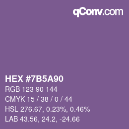 Farbcode: HEX #7B5A90 | qconv.com