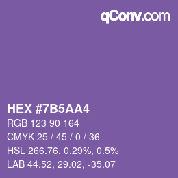 カラーコード: HEX #7B5AA4 | qconv.com