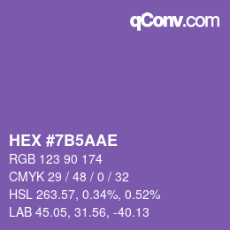 Color code: HEX #7B5AAE | qconv.com