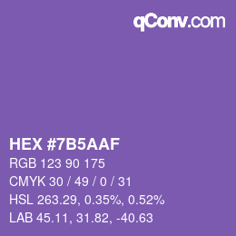 颜色代码: HEX #7B5AAF | qconv.com