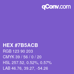 カラーコード: HEX #7B5ACB | qconv.com