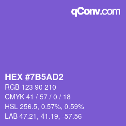 カラーコード: HEX #7B5AD2 | qconv.com