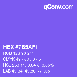 カラーコード: HEX #7B5AF1 | qconv.com