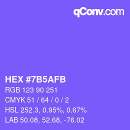 カラーコード: HEX #7B5AFB | qconv.com