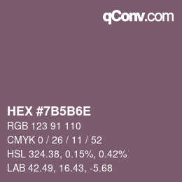 カラーコード: HEX #7B5B6E | qconv.com