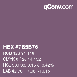 Color code: HEX #7B5B76 | qconv.com
