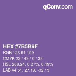 颜色代码: HEX #7B5B9F | qconv.com