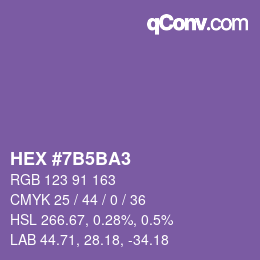 Color code: HEX #7B5BA3 | qconv.com