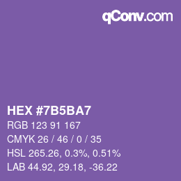 カラーコード: HEX #7B5BA7 | qconv.com