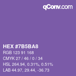 カラーコード: HEX #7B5BA8 | qconv.com