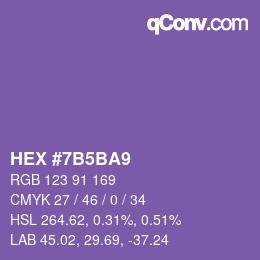 カラーコード: HEX #7B5BA9 | qconv.com