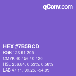 颜色代码: HEX #7B5BCD | qconv.com