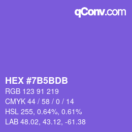 カラーコード: HEX #7B5BDB | qconv.com