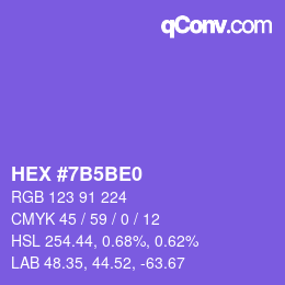 カラーコード: HEX #7B5BE0 | qconv.com
