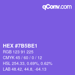 カラーコード: HEX #7B5BE1 | qconv.com