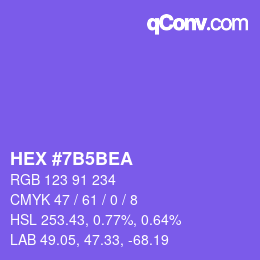 カラーコード: HEX #7B5BEA | qconv.com