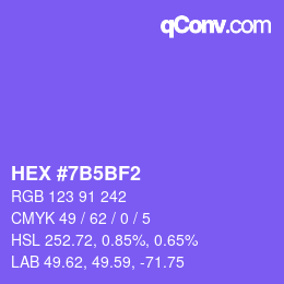 颜色代码: HEX #7B5BF2 | qconv.com