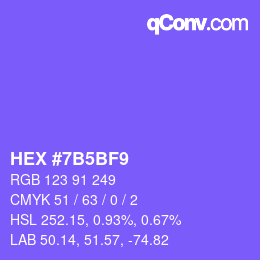 カラーコード: HEX #7B5BF9 | qconv.com