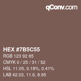 Color code: HEX #7B5C55 | qconv.com