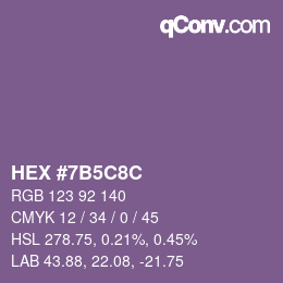 Color code: HEX #7B5C8C | qconv.com