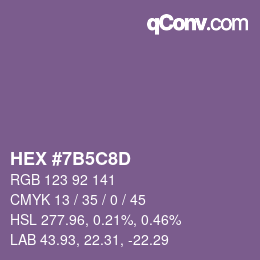 カラーコード: HEX #7B5C8D | qconv.com