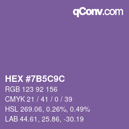 Color code: HEX #7B5C9C | qconv.com