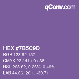 カラーコード: HEX #7B5C9D | qconv.com