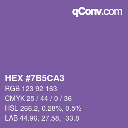 カラーコード: HEX #7B5CA3 | qconv.com