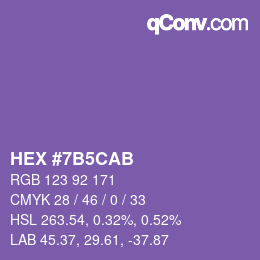 Color code: HEX #7B5CAB | qconv.com