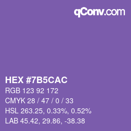 Color code: HEX #7B5CAC | qconv.com