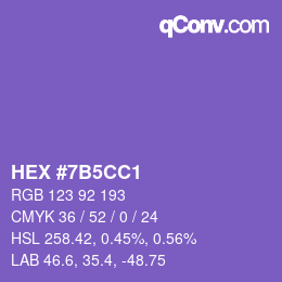 カラーコード: HEX #7B5CC1 | qconv.com