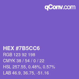 カラーコード: HEX #7B5CC6 | qconv.com