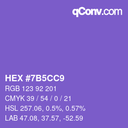 カラーコード: HEX #7B5CC9 | qconv.com