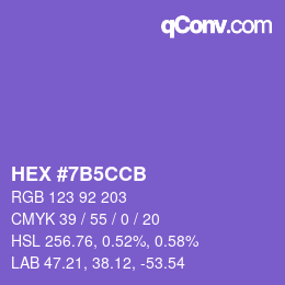 カラーコード: HEX #7B5CCB | qconv.com