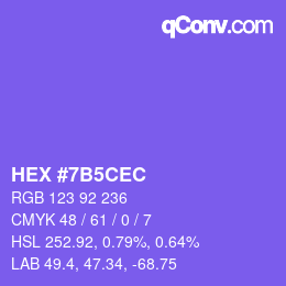 カラーコード: HEX #7B5CEC | qconv.com