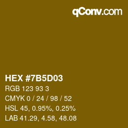 颜色代码: HEX #7B5D03 | qconv.com