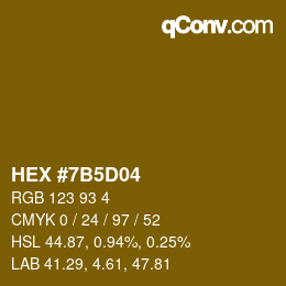 カラーコード: HEX #7B5D04 | qconv.com