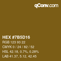 カラーコード: HEX #7B5D16 | qconv.com