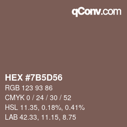 颜色代码: HEX #7B5D56 | qconv.com