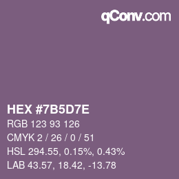 Color code: HEX #7B5D7E | qconv.com