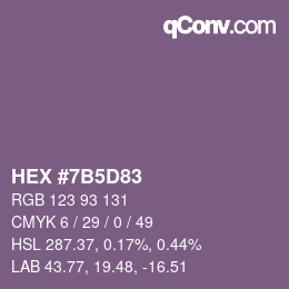 カラーコード: HEX #7B5D83 | qconv.com